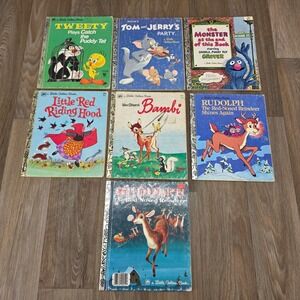 Vintage Little Golden Books Lot of 7 Sesame Street Disney Rudolph Tom and Jerry